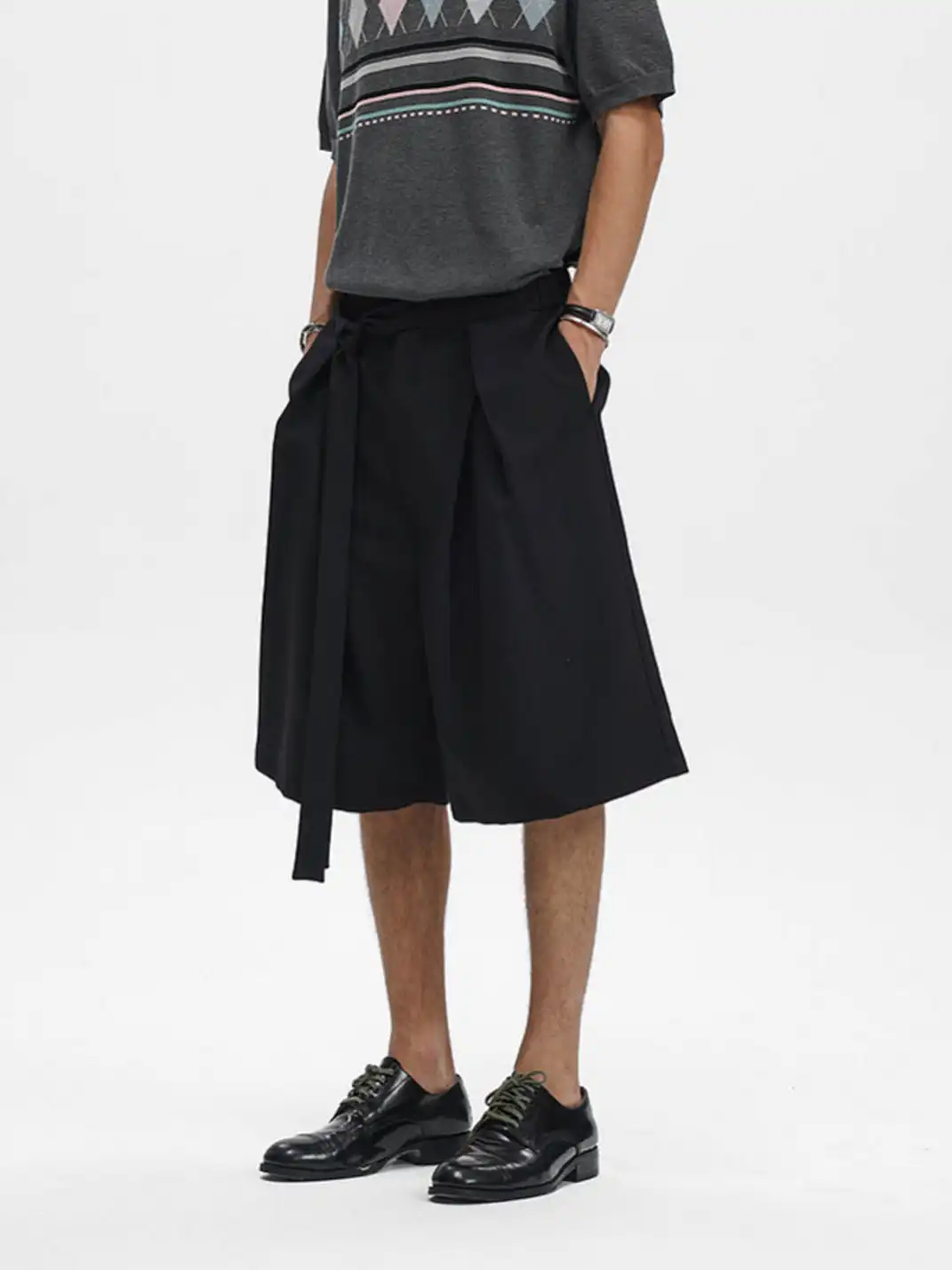 Unvesno | Tie Detail Pleated Casual Blazer Shorts