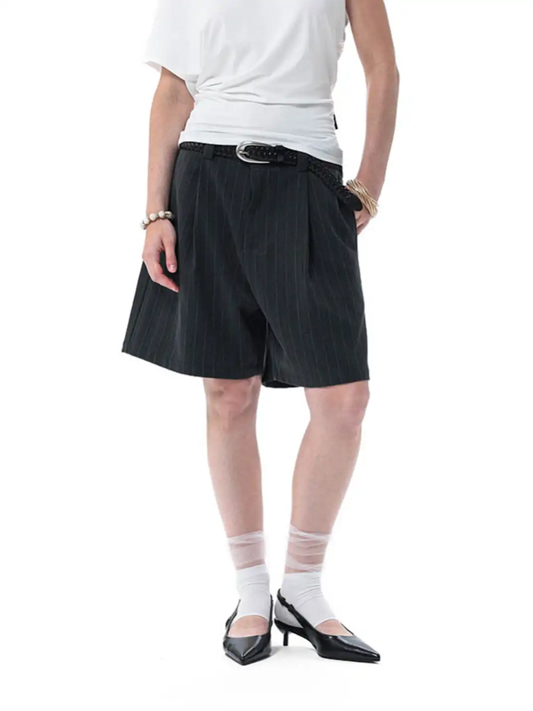 Unvesno | Versatile Striped Blazer Shorts