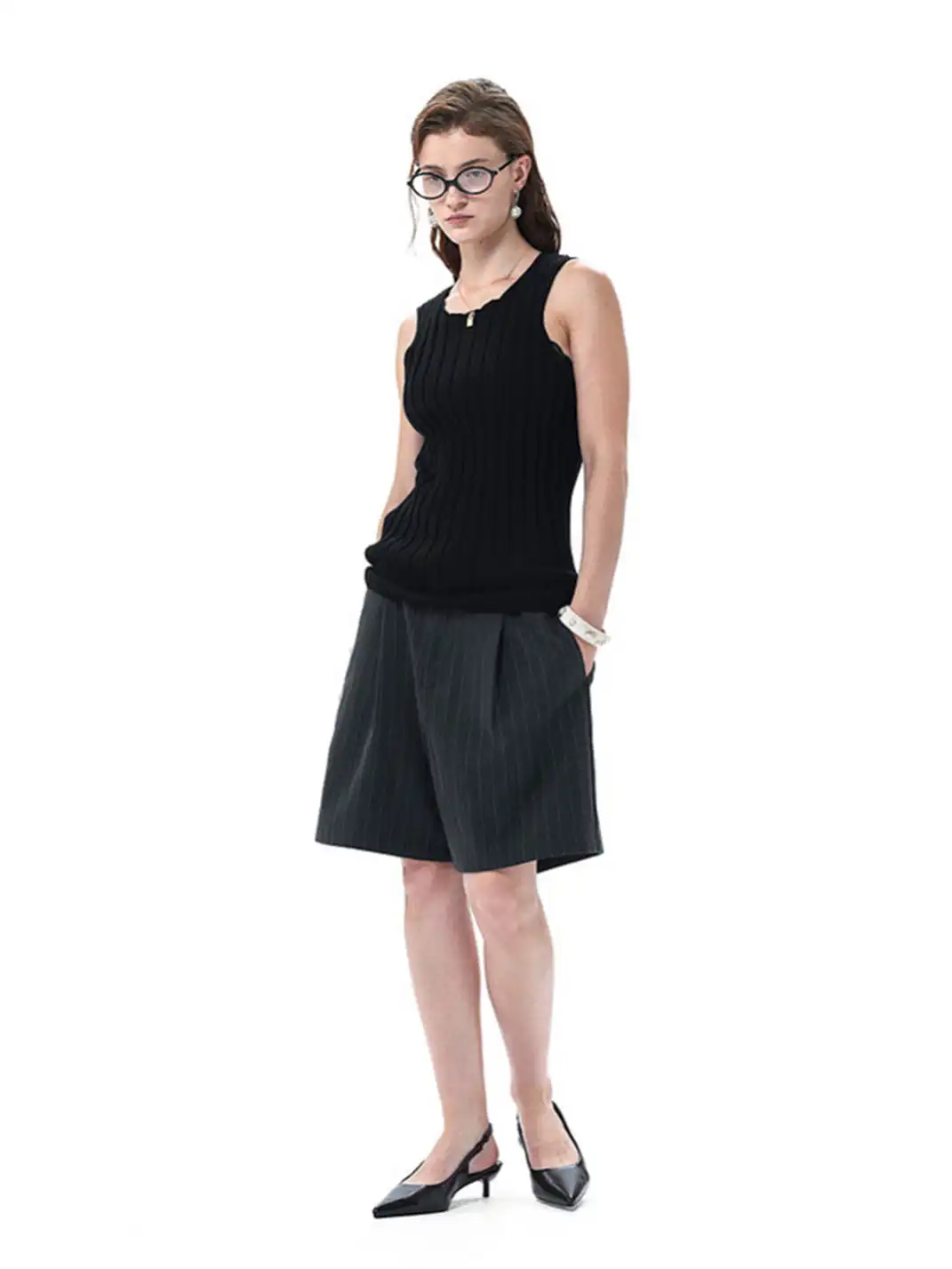 Unvesno | Versatile Striped Blazer Shorts