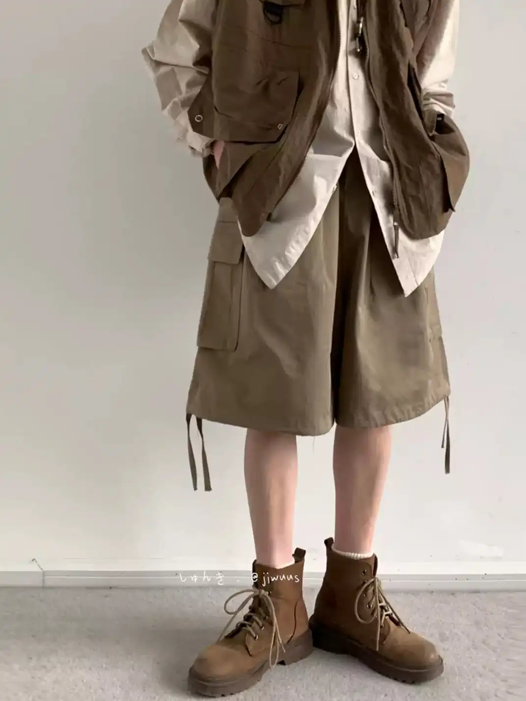 Jiwuus | Vintage Straight Leg Casual Shorts