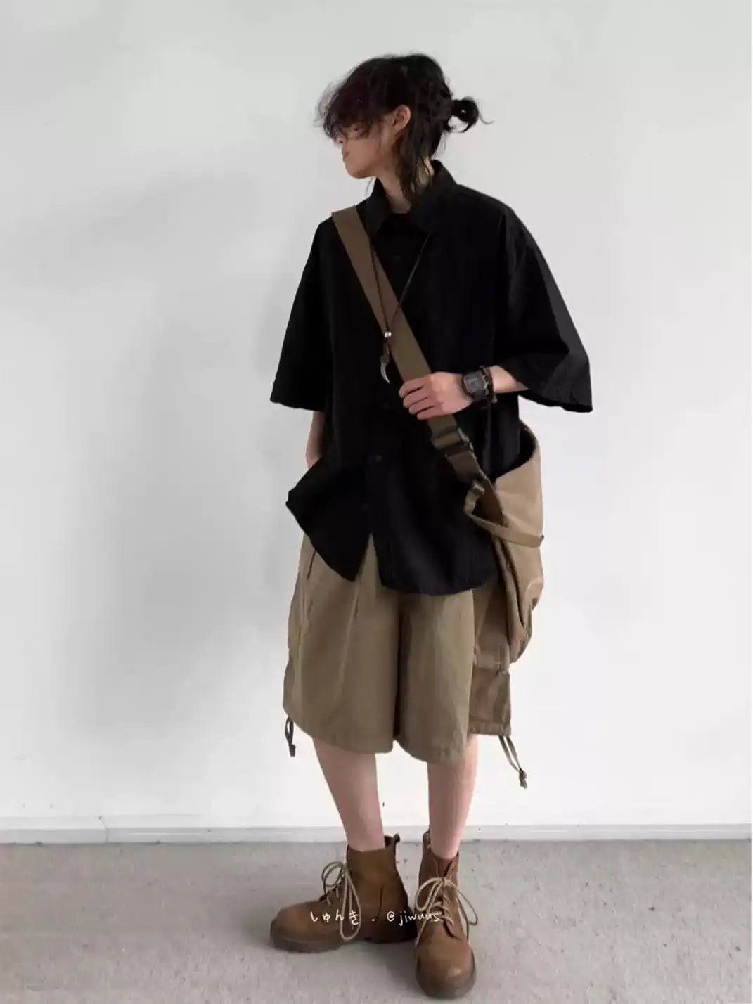 Jiwuus | Vintage Straight Leg Casual Shorts