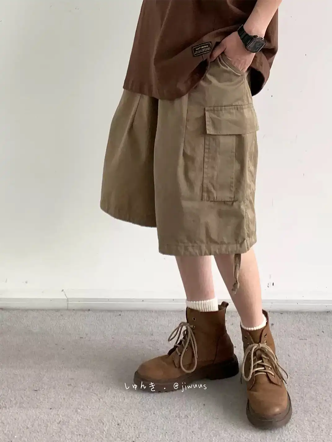 Jiwuus | Vintage Straight Leg Casual Shorts