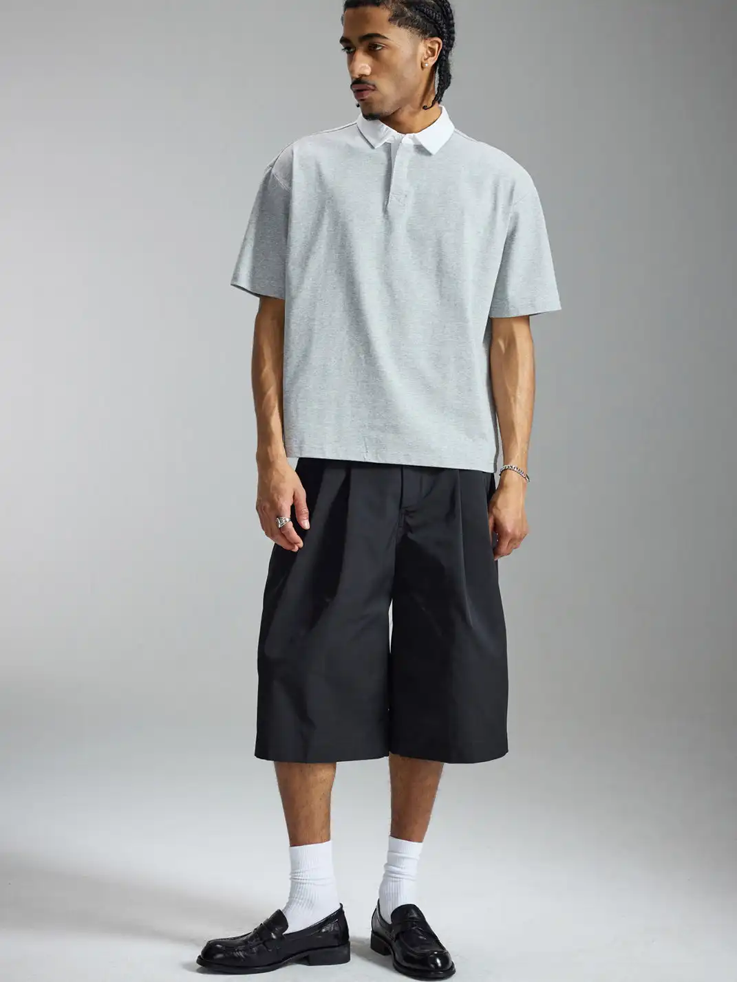 StreetEssentials | Curved Silhouette Pleated Casual Cropped Trousers