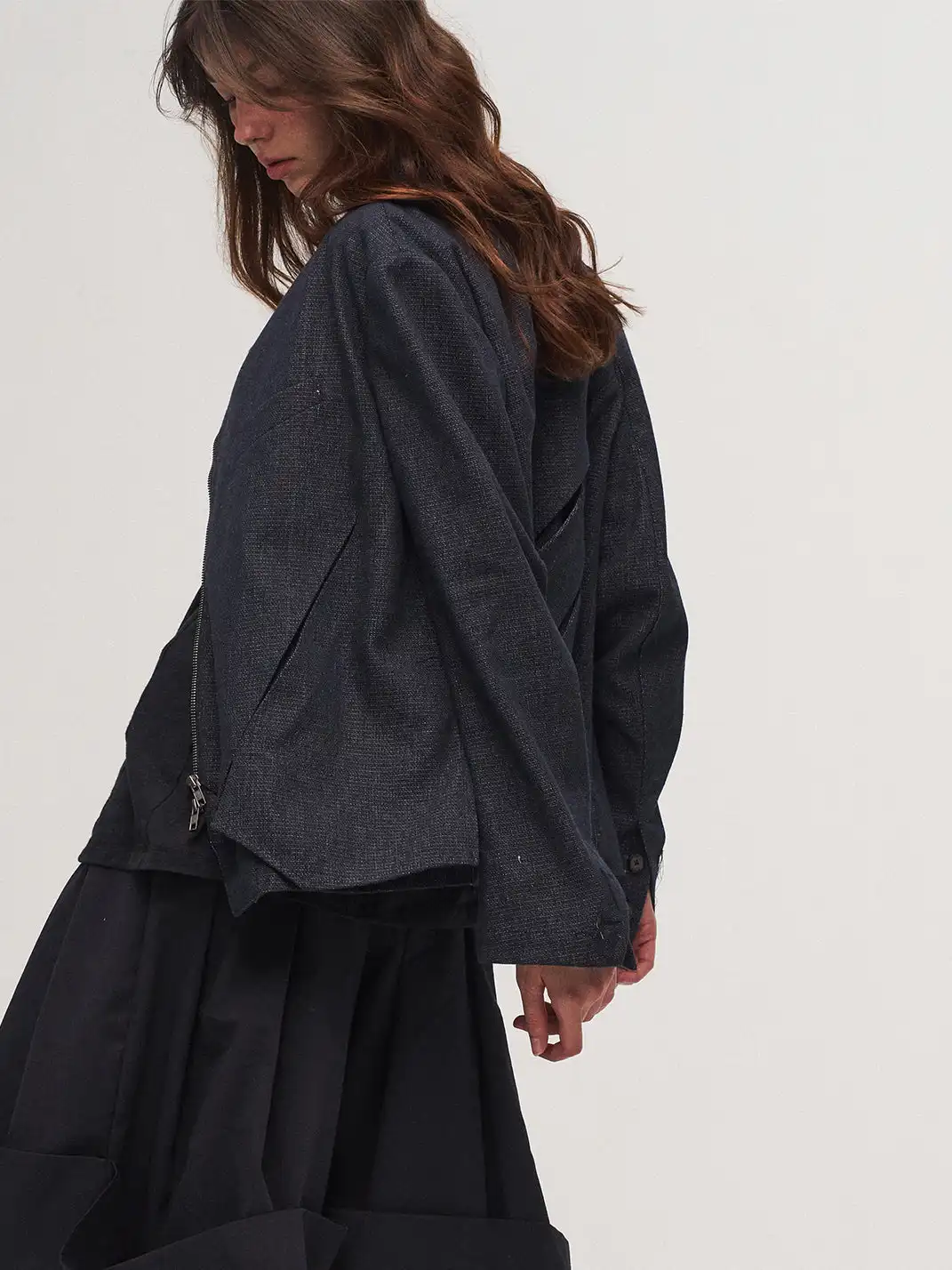 INN | Loose Casual Cuffed Shorts-Dark Blue