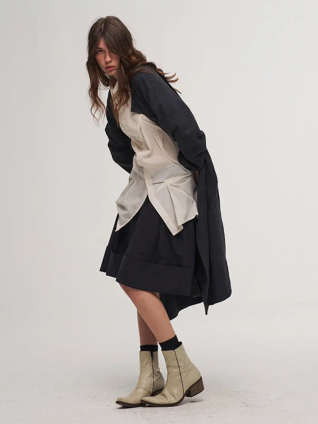 INN | Loose Casual Cuffed Shorts-Dark Blue
