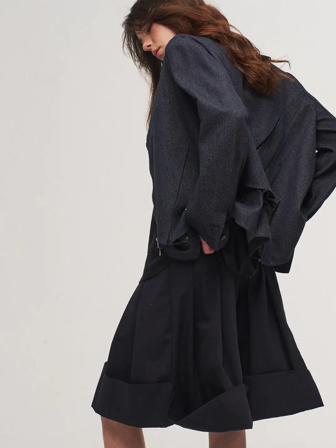 INN | Loose Casual Cuffed Shorts-Dark Blue