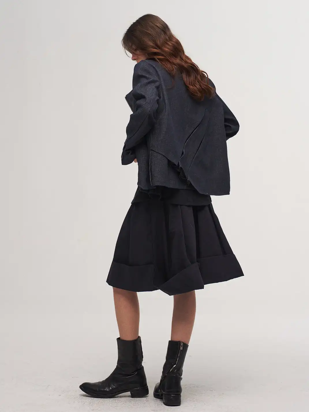 INN | Loose Casual Cuffed Shorts-Dark Blue