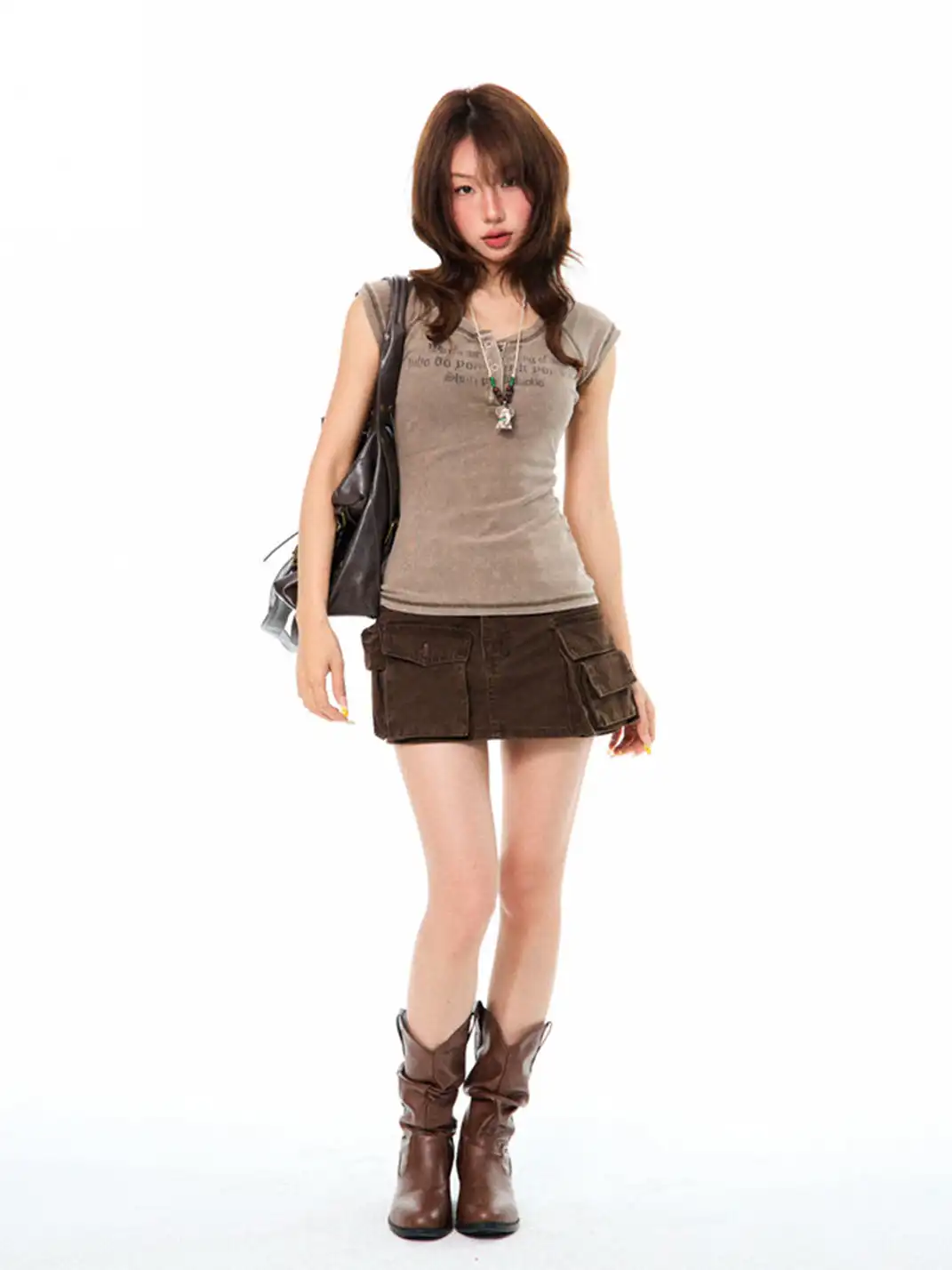 YOUNG STAGE | Washed Letter Print Henley Short Sleeve T-shirt