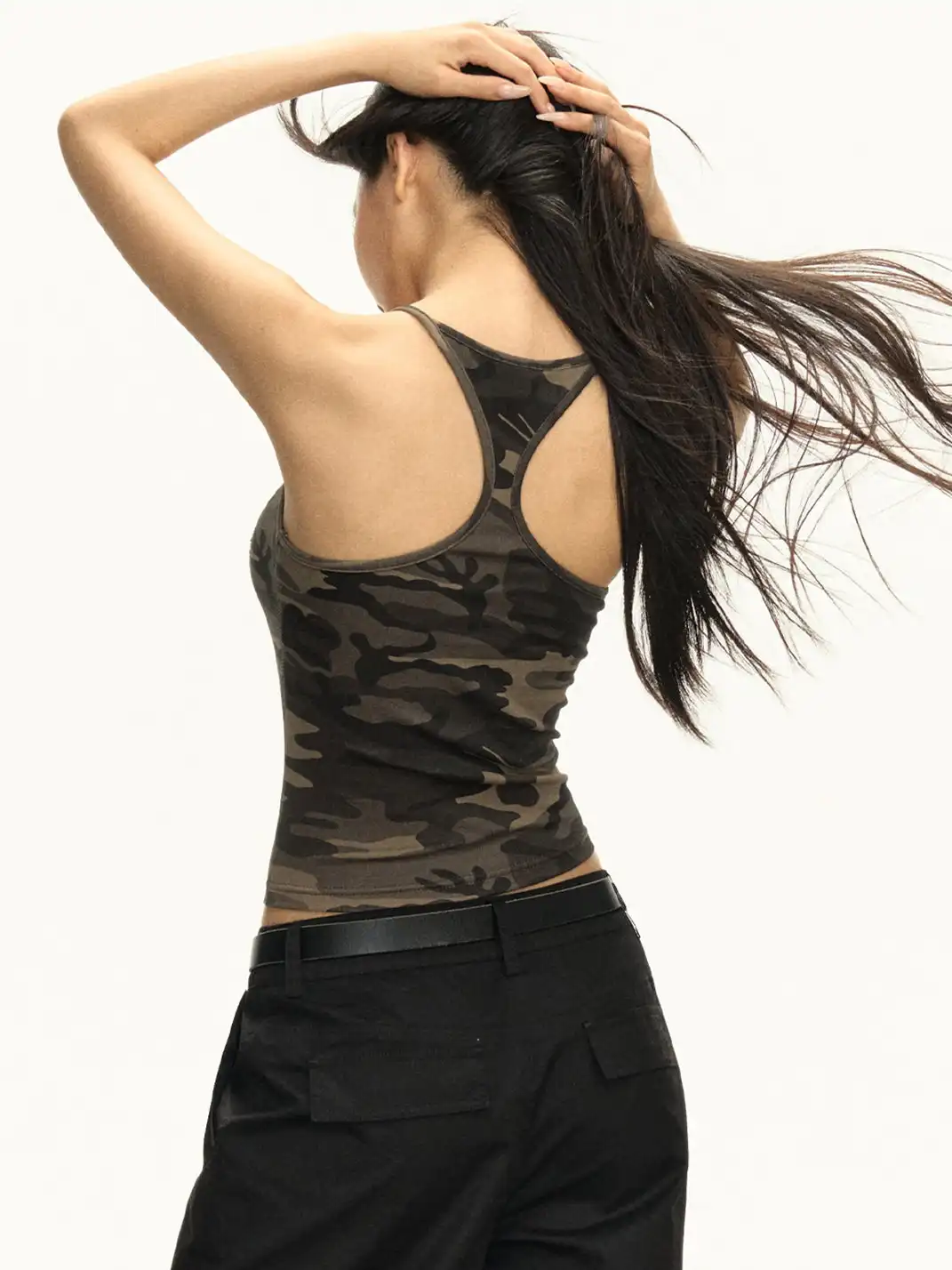 ARISEISM | Camo Rhinestone Cropped Cami Top