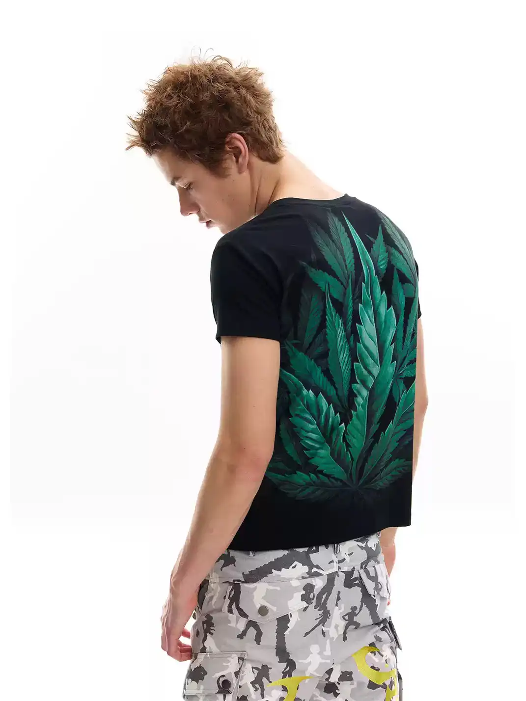 noEmosen | Gradient Digital Print Slim Fit Shoulder Street Tee