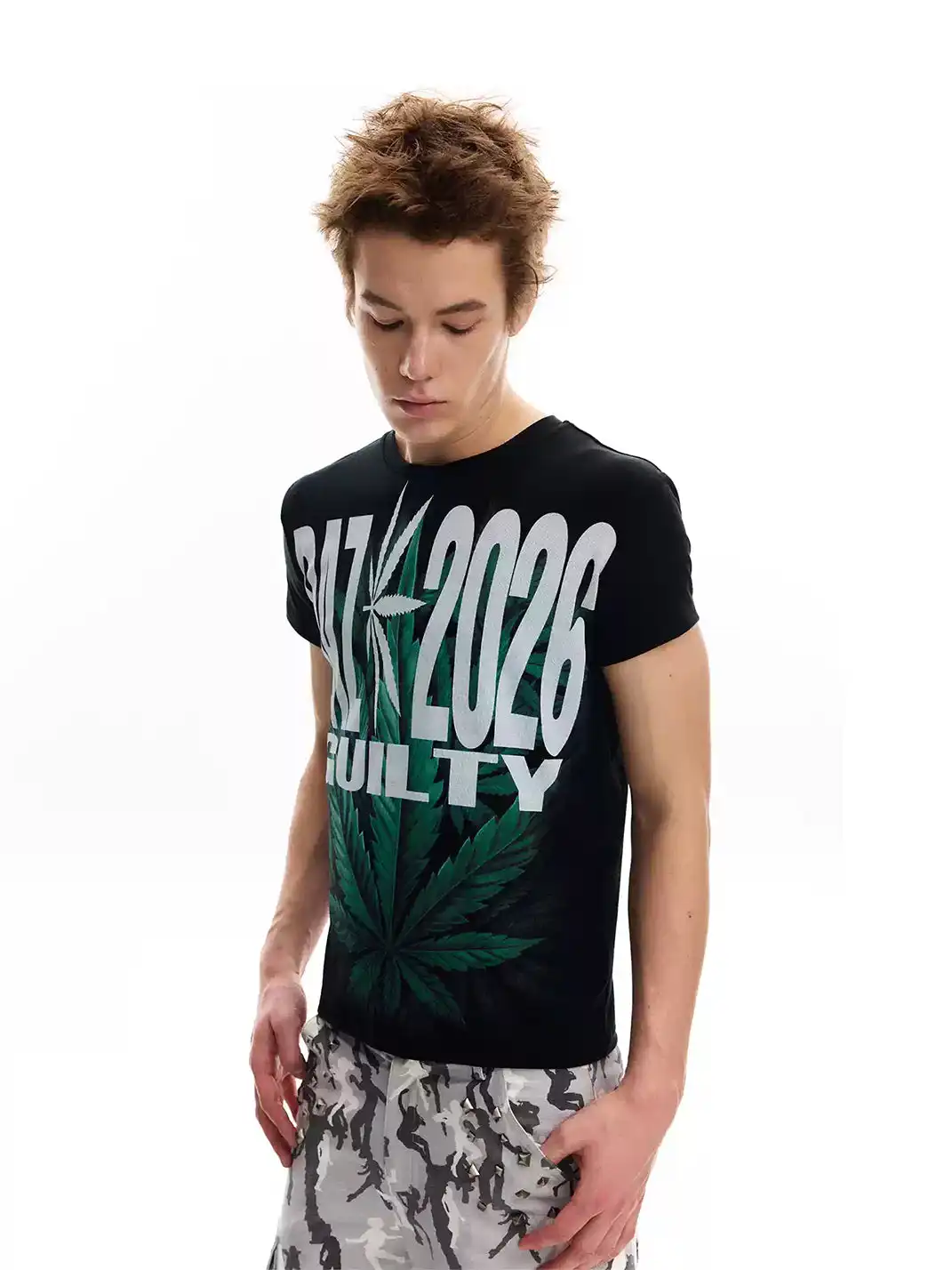 noEmosen | Gradient Digital Print Slim Fit Shoulder Street Tee