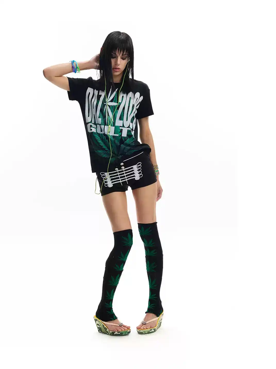 noEmosen | Gradient Digital Print Slim Fit Shoulder Street Tee