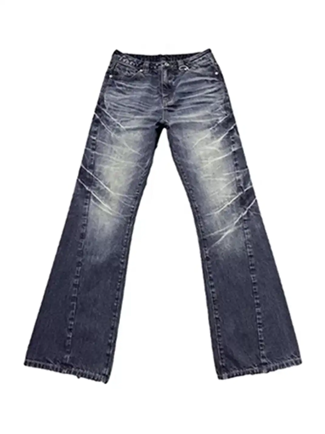 noEmosen | Cracked Wash 3D Whisker Denim Pants
