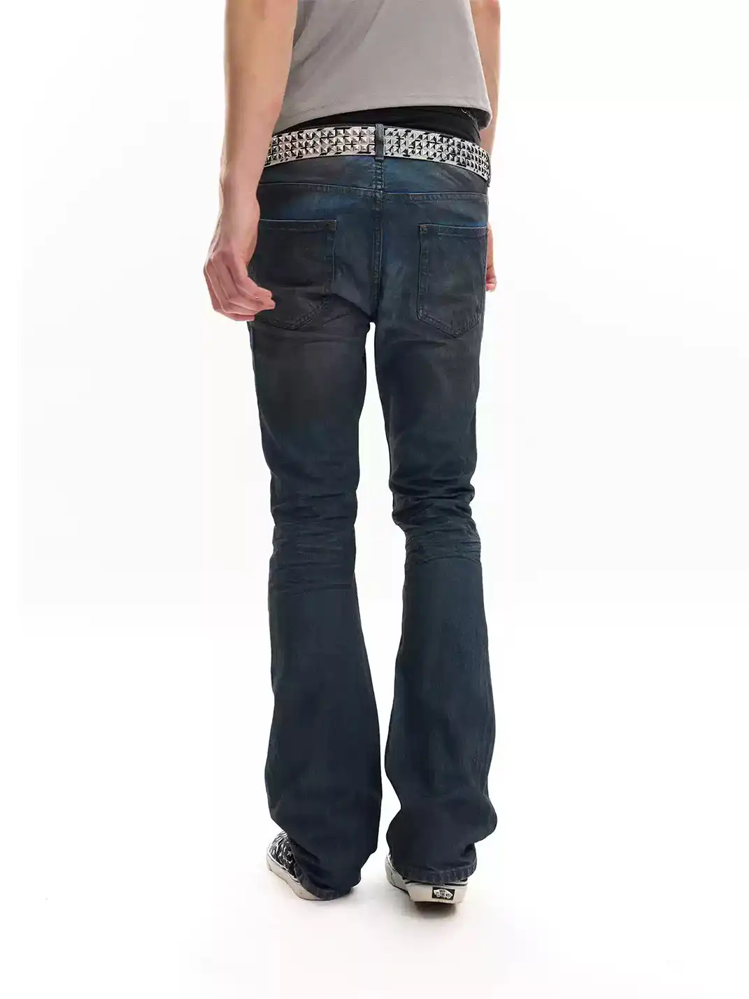 noEmosen | Dirty Wash Waxed Flared Jeans