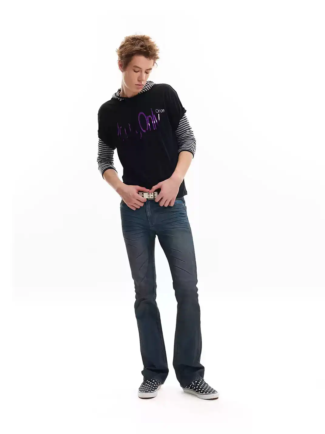 noEmosen | Dirty Wash Waxed Flared Jeans
