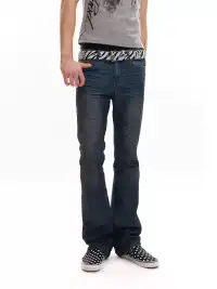 noEmosen | Dirty Wash Waxed Flared Jeans