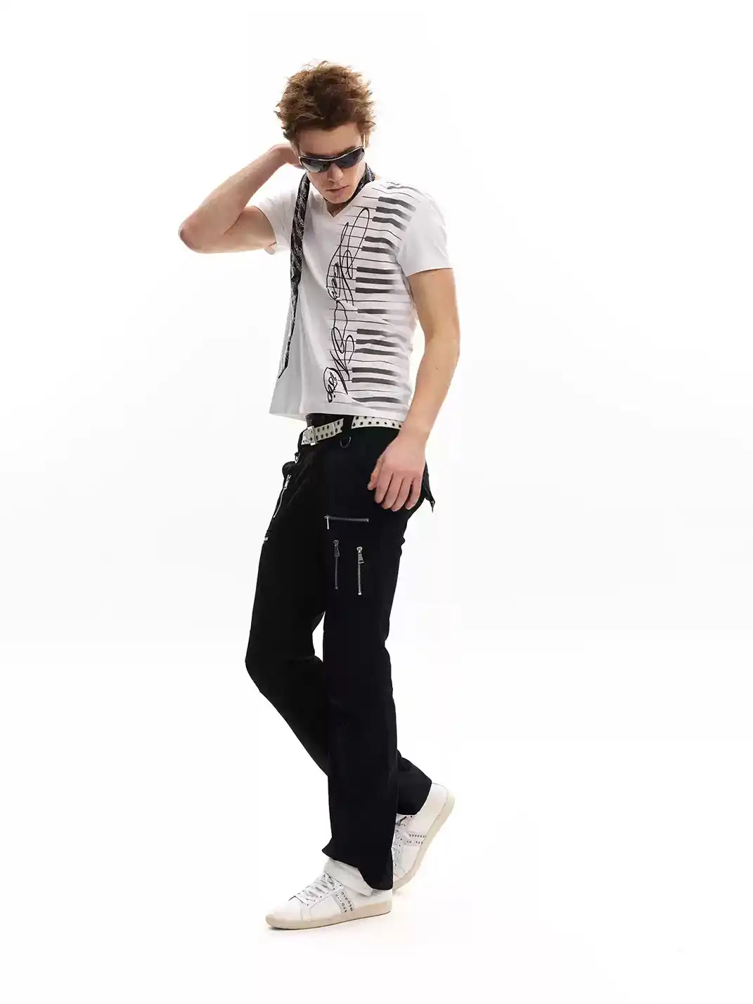 noEmosen | Multi-Zipper Metallic Pants