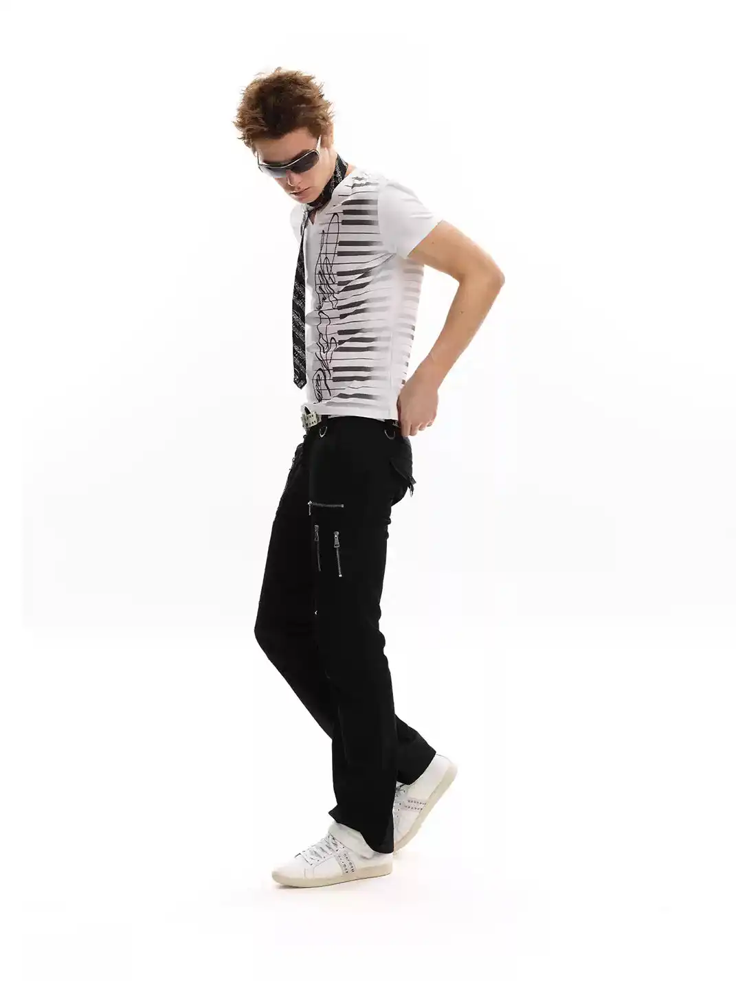 noEmosen | Multi-Zipper Metallic Pants