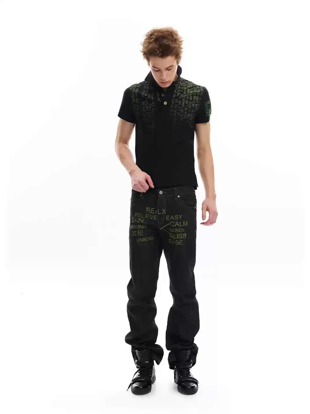 noEmosen | Digital Terminal Gradient Print Polo T-Shirt