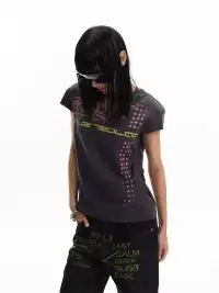 noEmosen | Polka Dot Print Safety Pin Flutter Sleeve T-Shirt