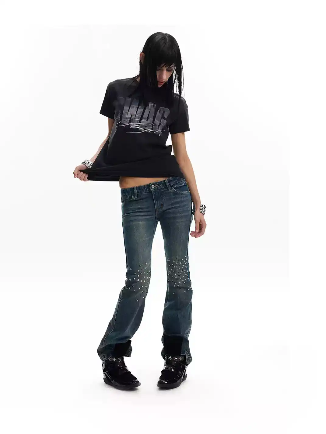 noEmosen | Swag Angel Landscape Print Washed T-Shirt