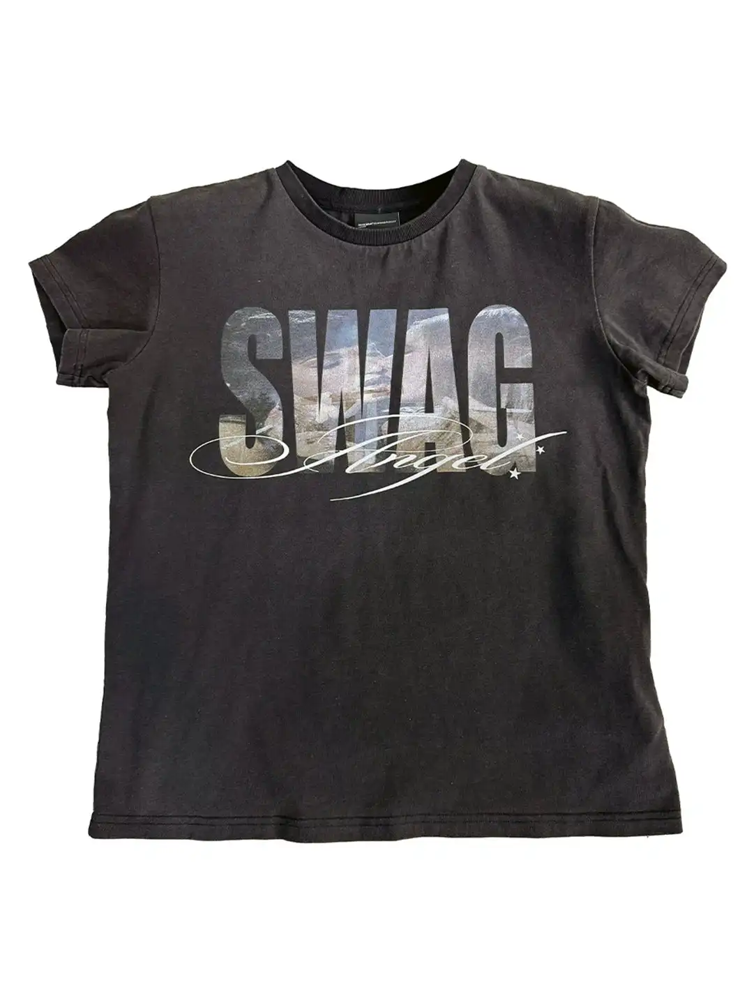 noEmosen | Swag Angel Landscape Print Washed T-Shirt
