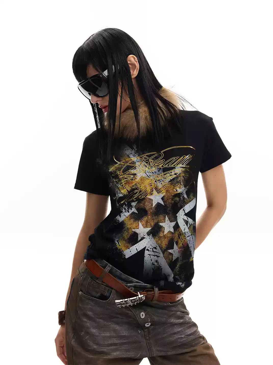 noEmosen | Leopard Print Union Jack Gold Foil T-Shirt