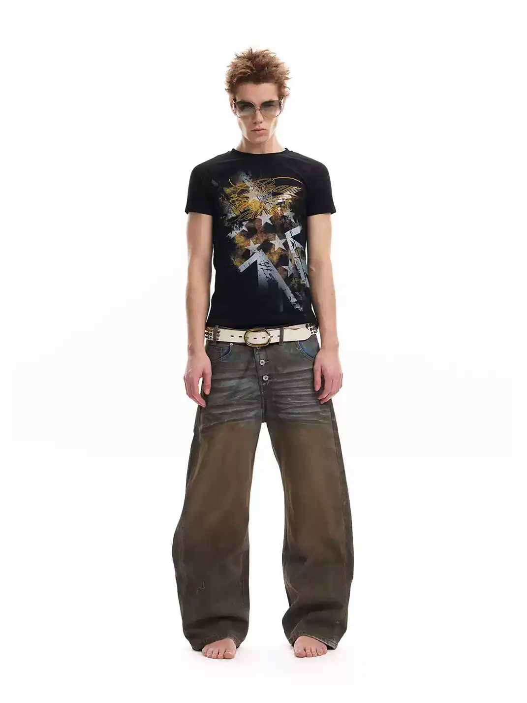 noEmosen | Leopard Print Union Jack Gold Foil T-Shirt