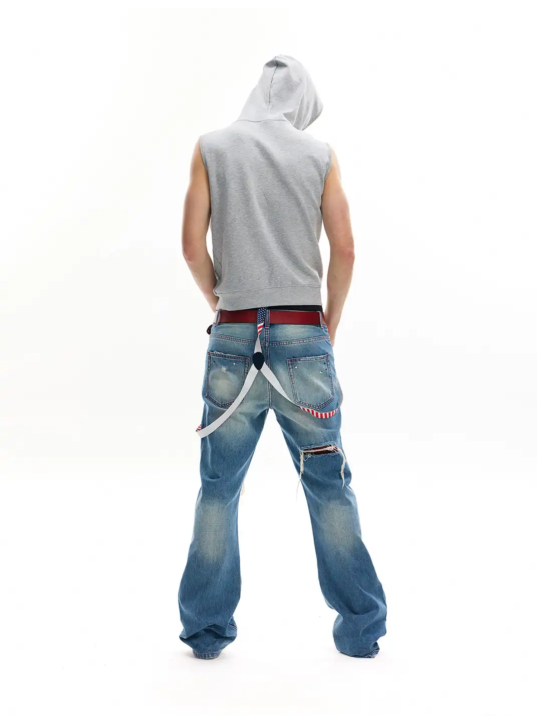 noEmosen | Spoof Tongue Stud Print Hooded Tank Top