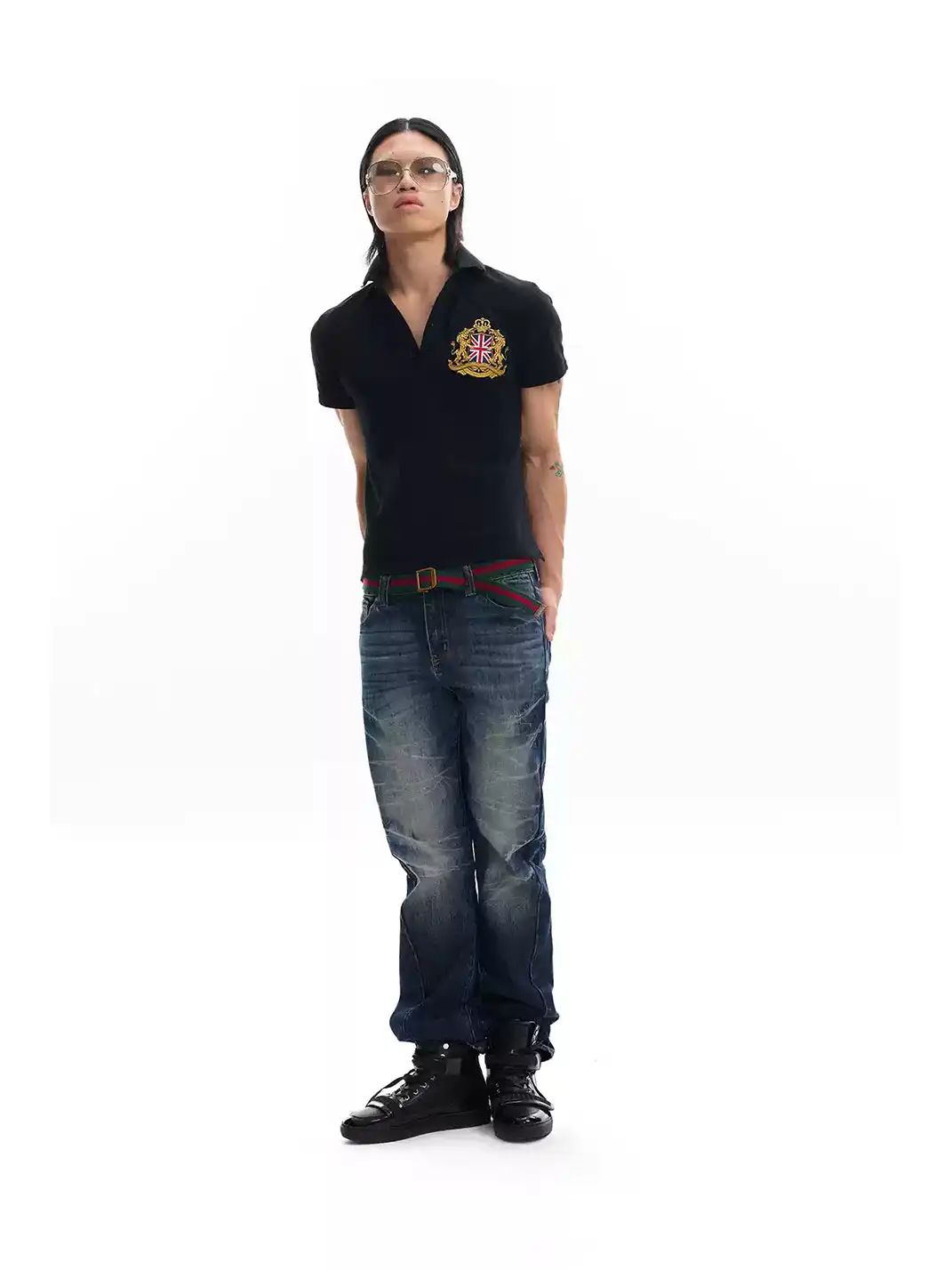 noEmosen | Union Jack Patch Embroidery T-Shirt
