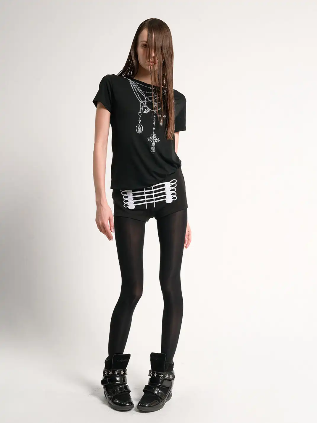 noEmosen | Wing Print Punk T-Shirt