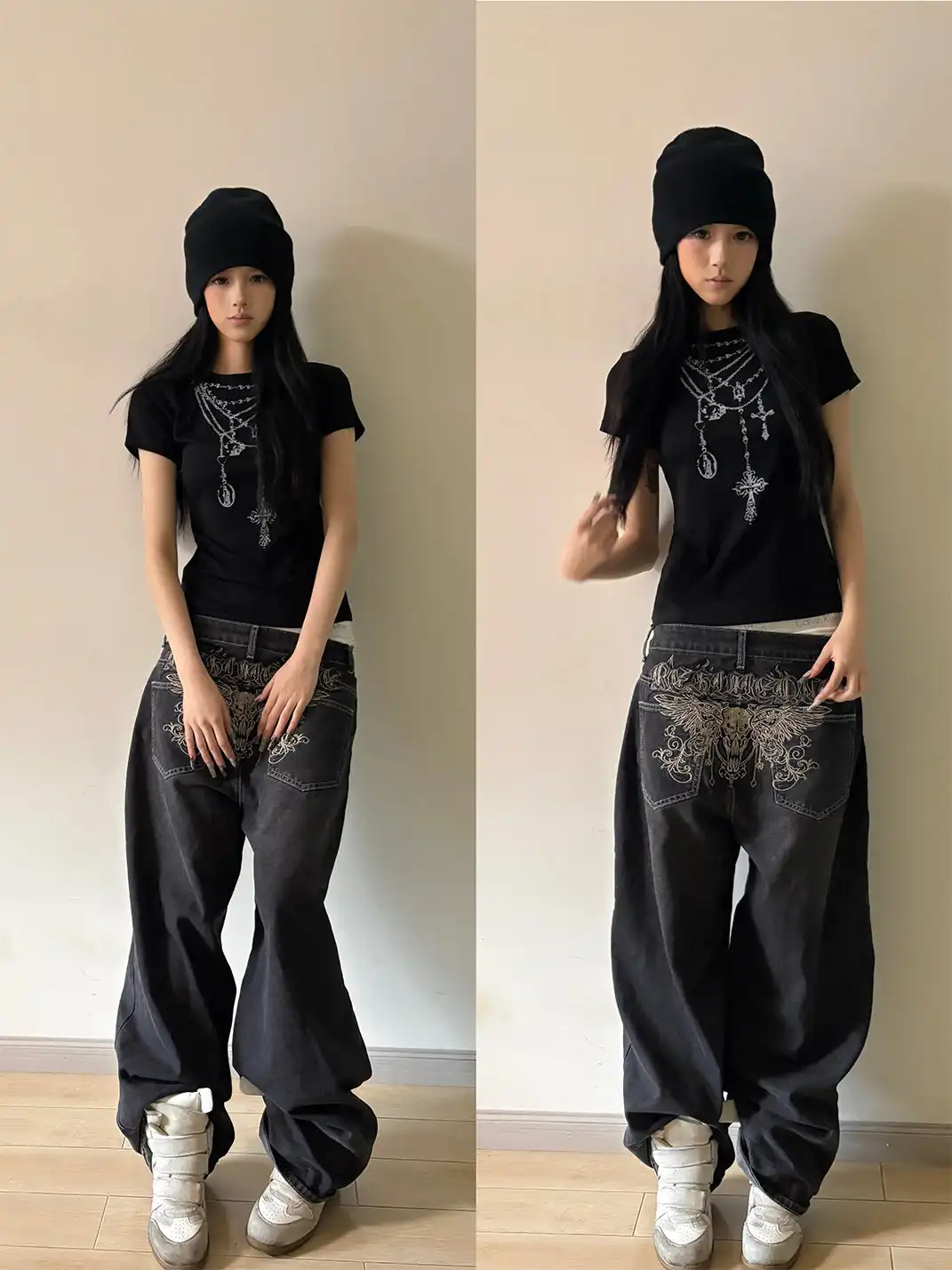 noEmosen | Wing Print Punk T-Shirt