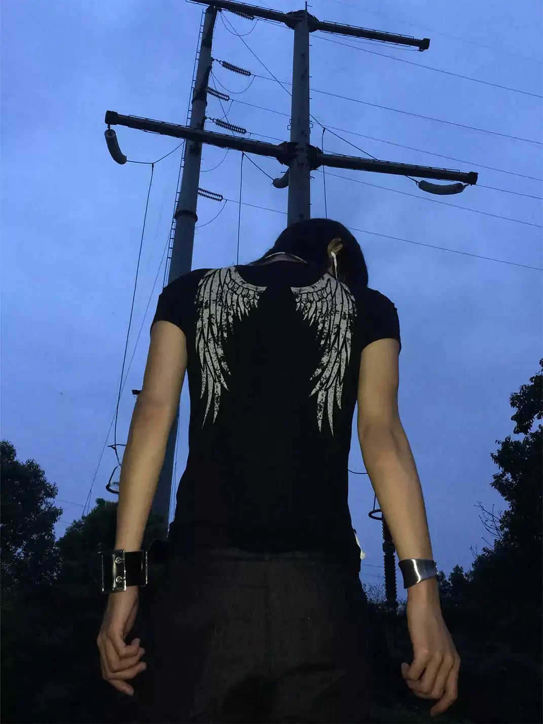 noEmosen | Wing Print Punk T-Shirt