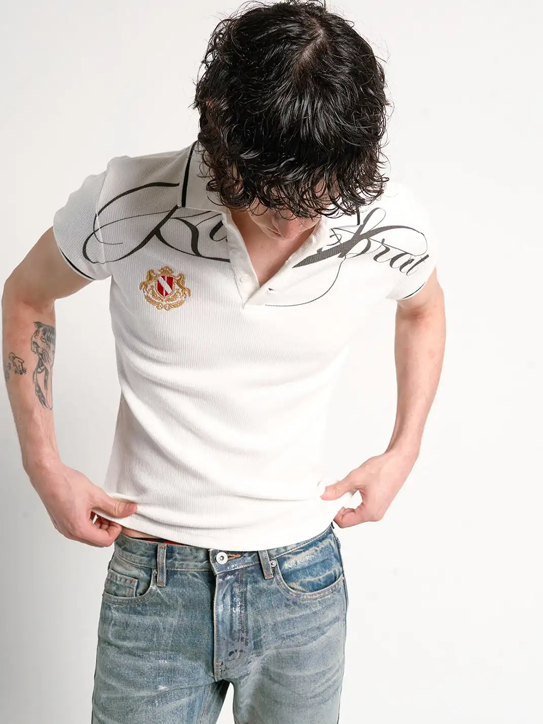 noEmosen | Warhorse Embroidery Badge Regular Shoulder Polo T-Shirt