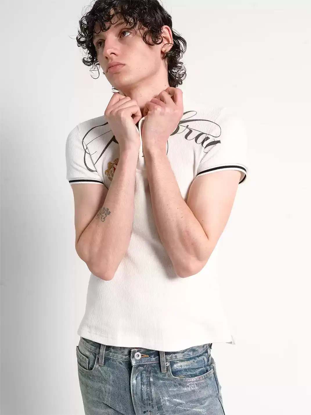 noEmosen | Warhorse Embroidery Badge Regular Shoulder Polo T-Shirt