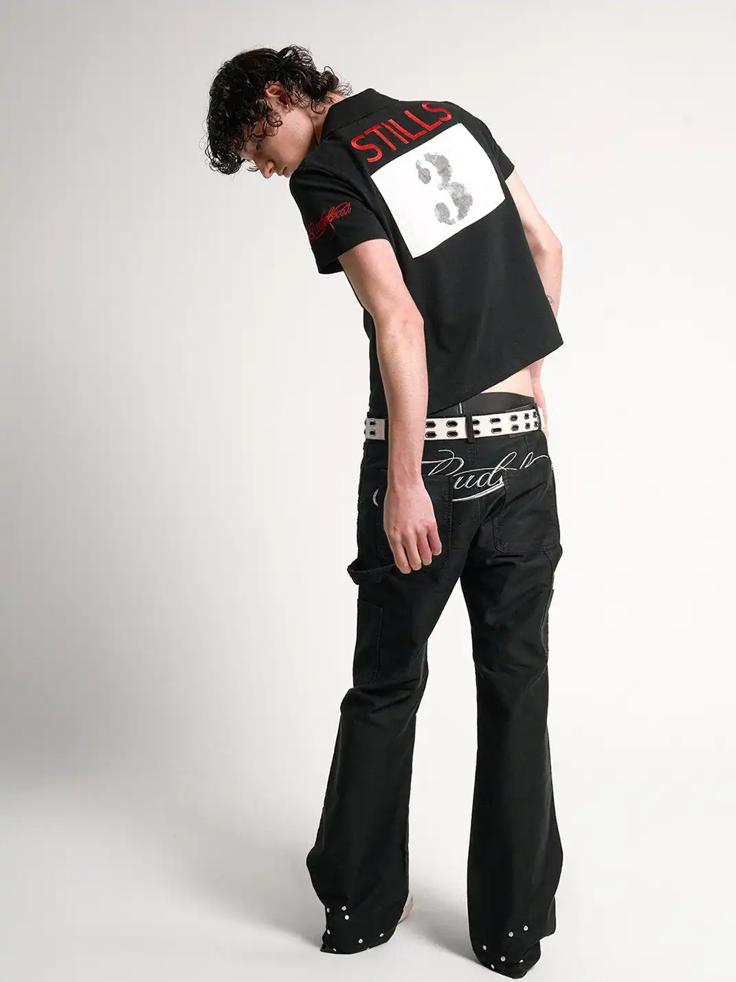 noEmosen | Red Dragon Embroidery Patch Print Lapel T-Shirt