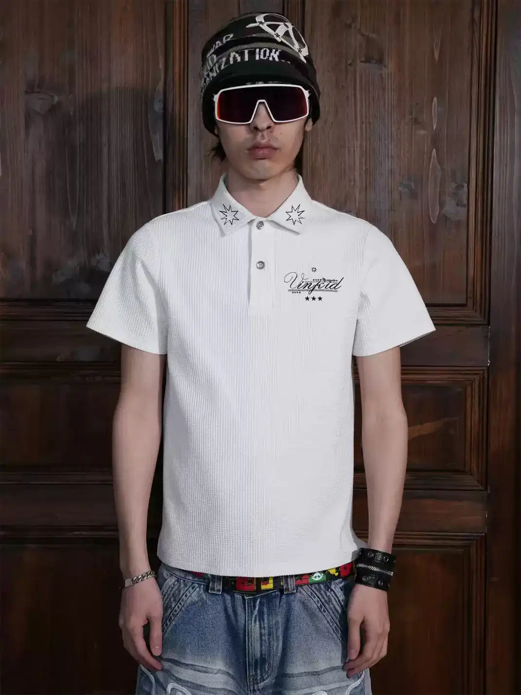 Vinkid | Starburst Waffle Knit Polo Neck T-Shirt