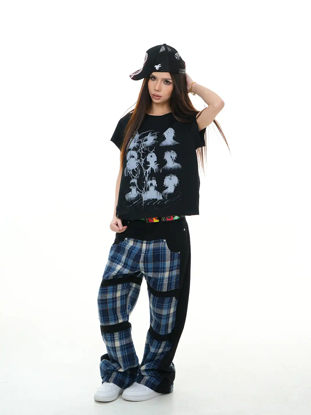 Vinkid | Plaid Patchwork Jeans