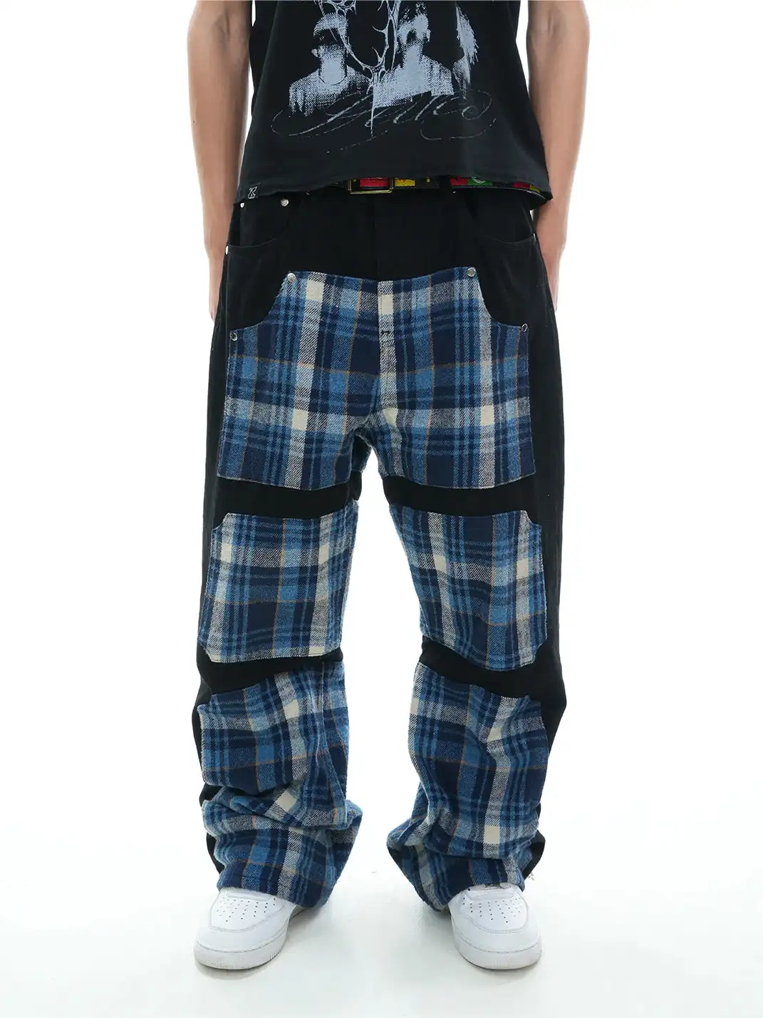 Vinkid | Plaid Patchwork Jeans