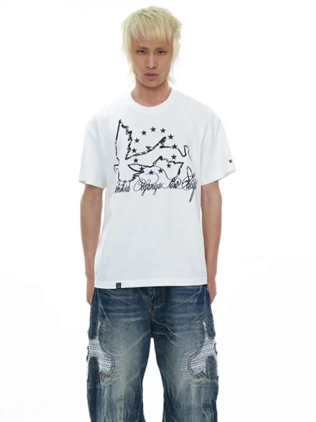 Vinkid | Star Emblem and Dove of Peace Short Sleeve T-Shirt