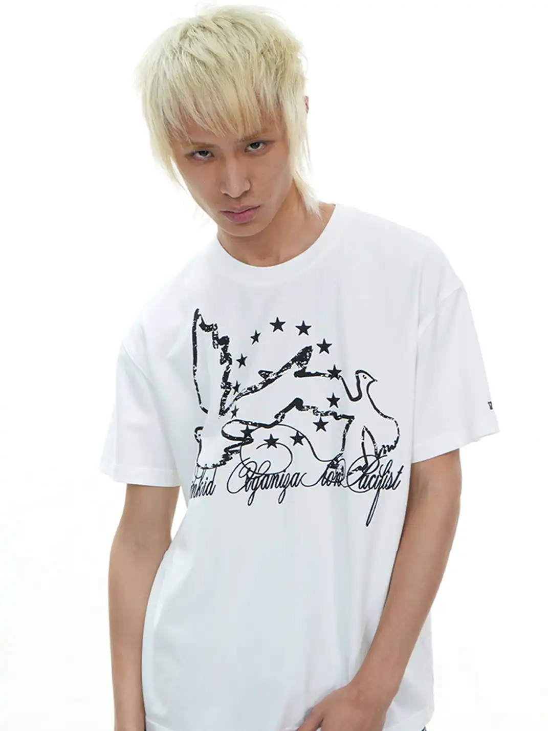 Vinkid | Star Emblem and Dove of Peace Short Sleeve T-Shirt