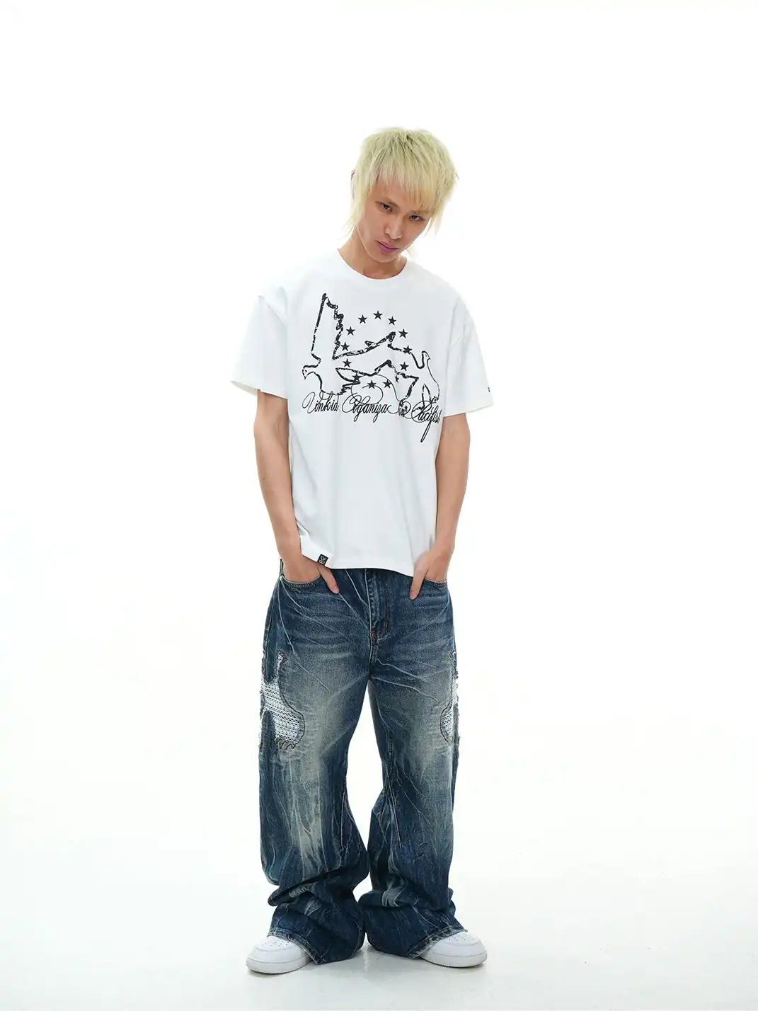 Vinkid | Star Emblem and Dove of Peace Short Sleeve T-Shirt