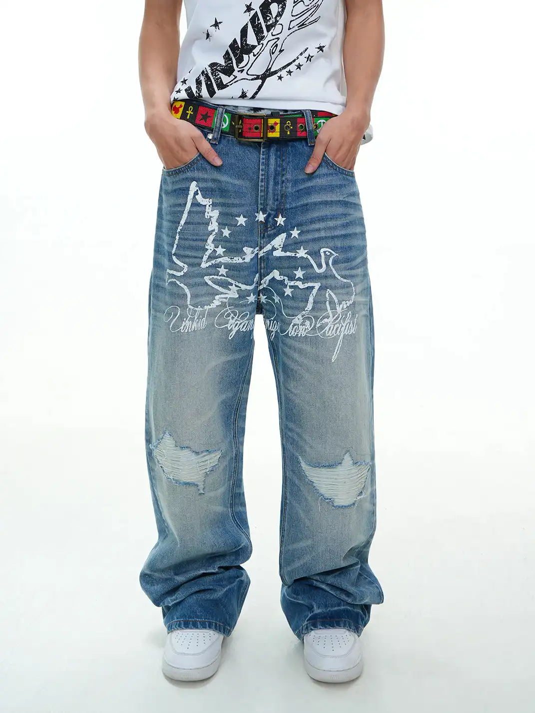 Vinkid | Star Emblem Peace Dove Jeans