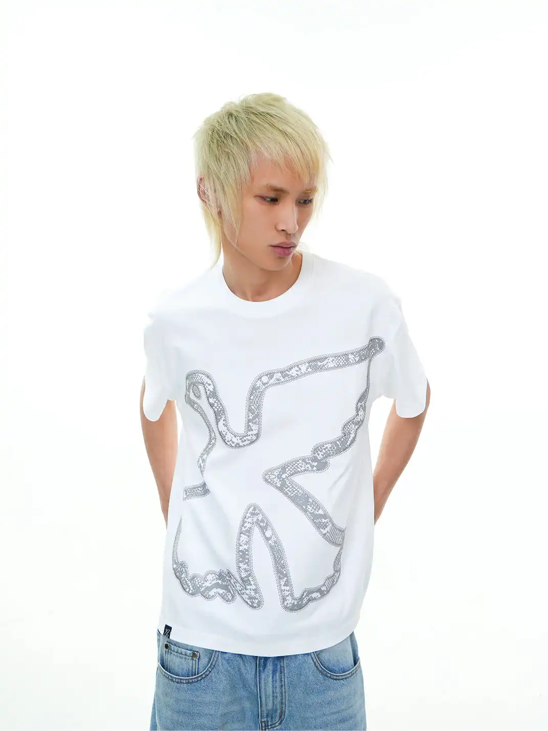 Vinkid | Tiered Snake Print & Dove Graphic T-Shirt