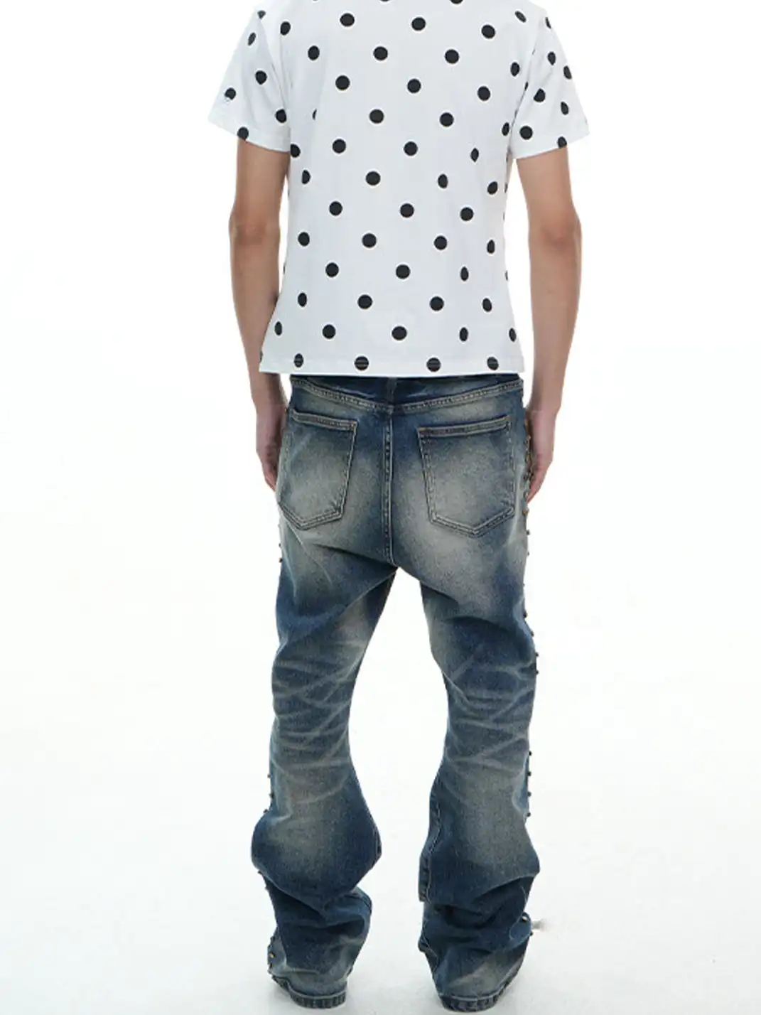 Vinkid | Side Rivet Deconstructed Washed Jeans