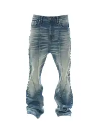 Vinkid | Side Rivet Deconstructed Washed Jeans