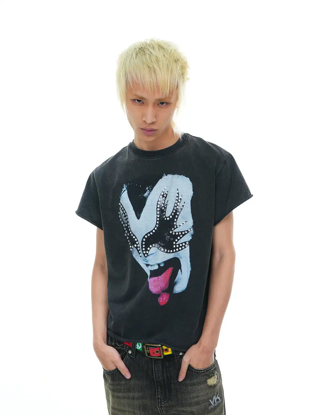 Vinkid | Studded Face Graphic T-Shirt