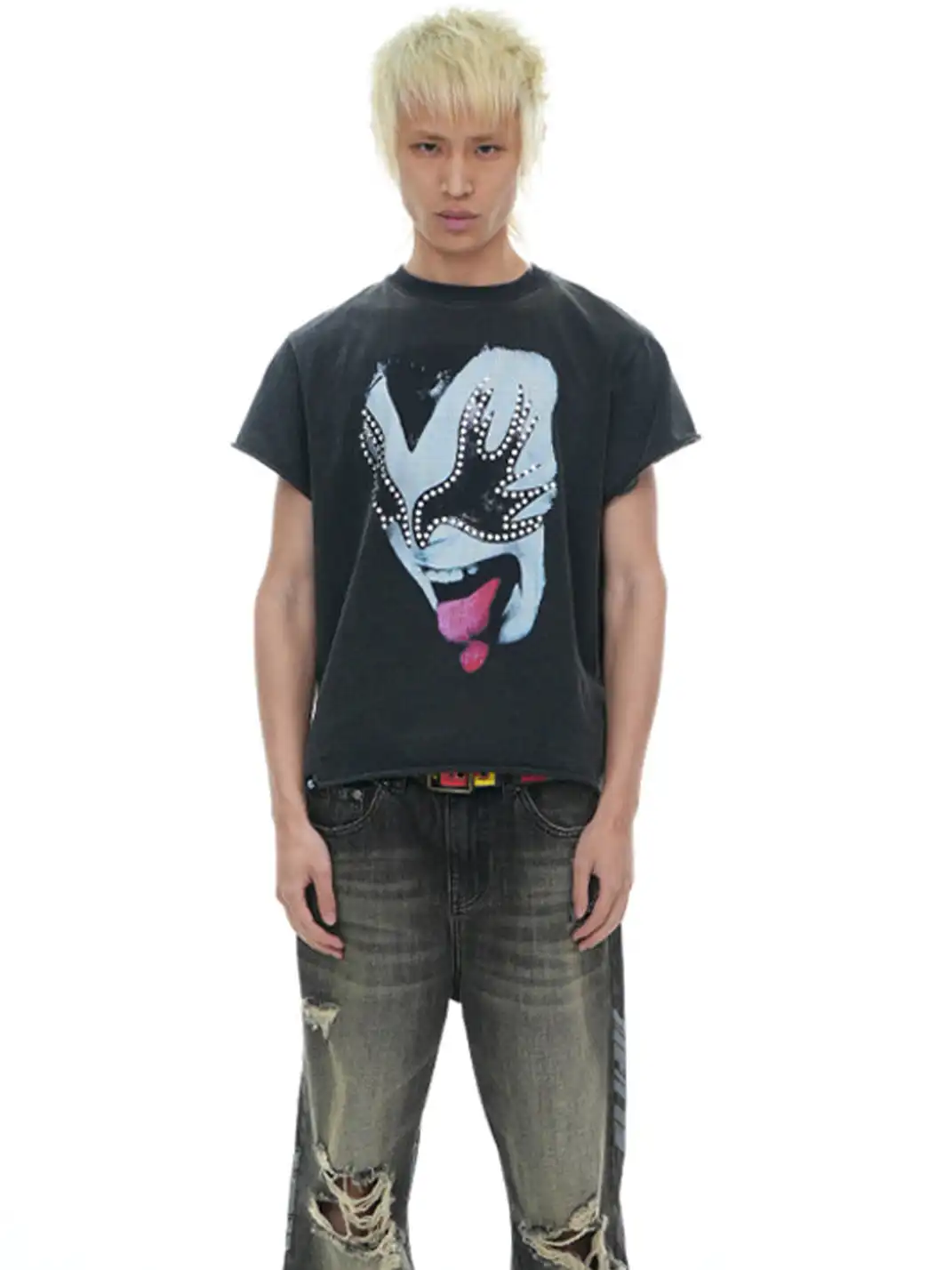 Vinkid | Studded Face Graphic T-Shirt