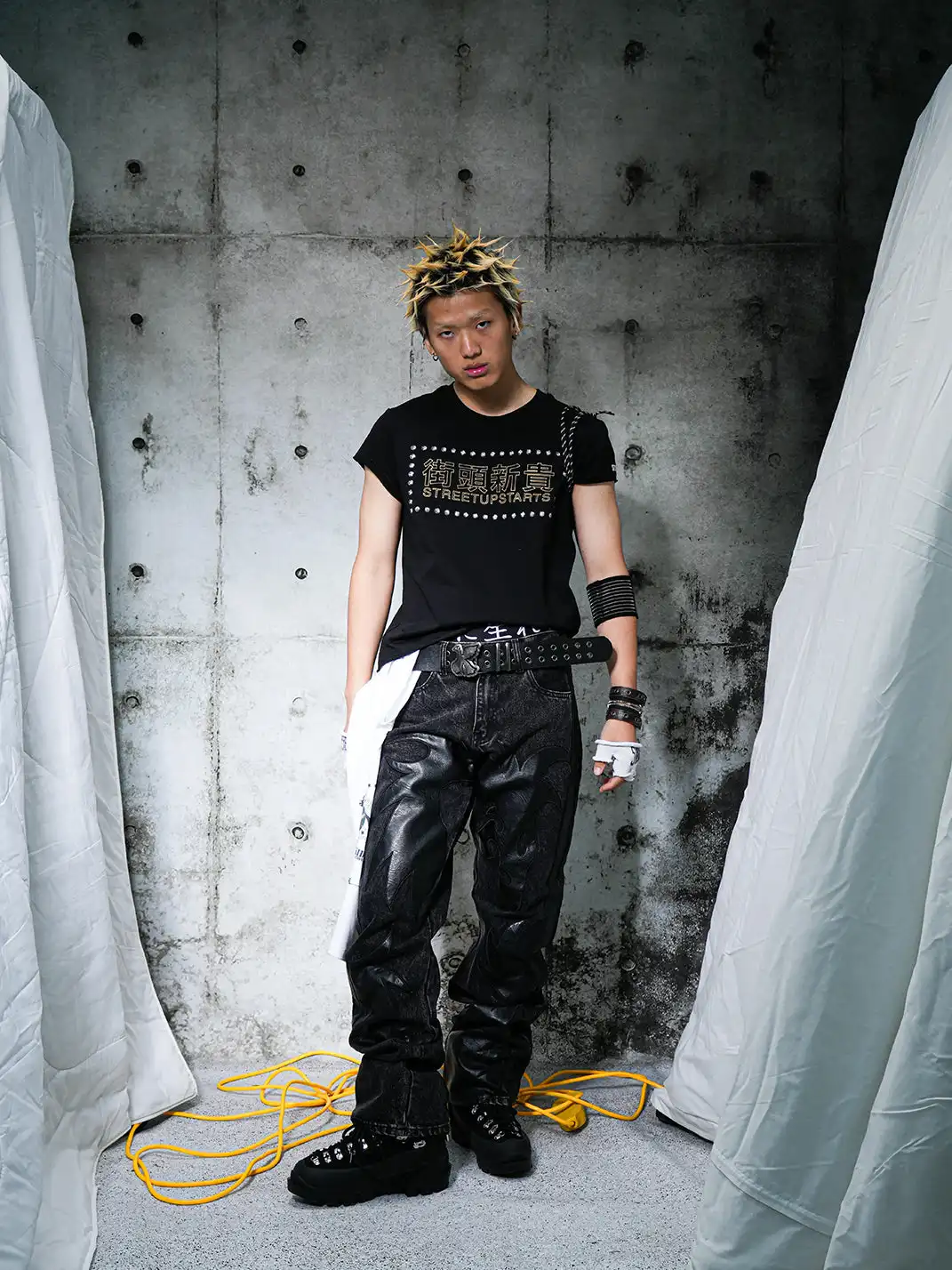 Vinkid | Leather Spliced Jeans