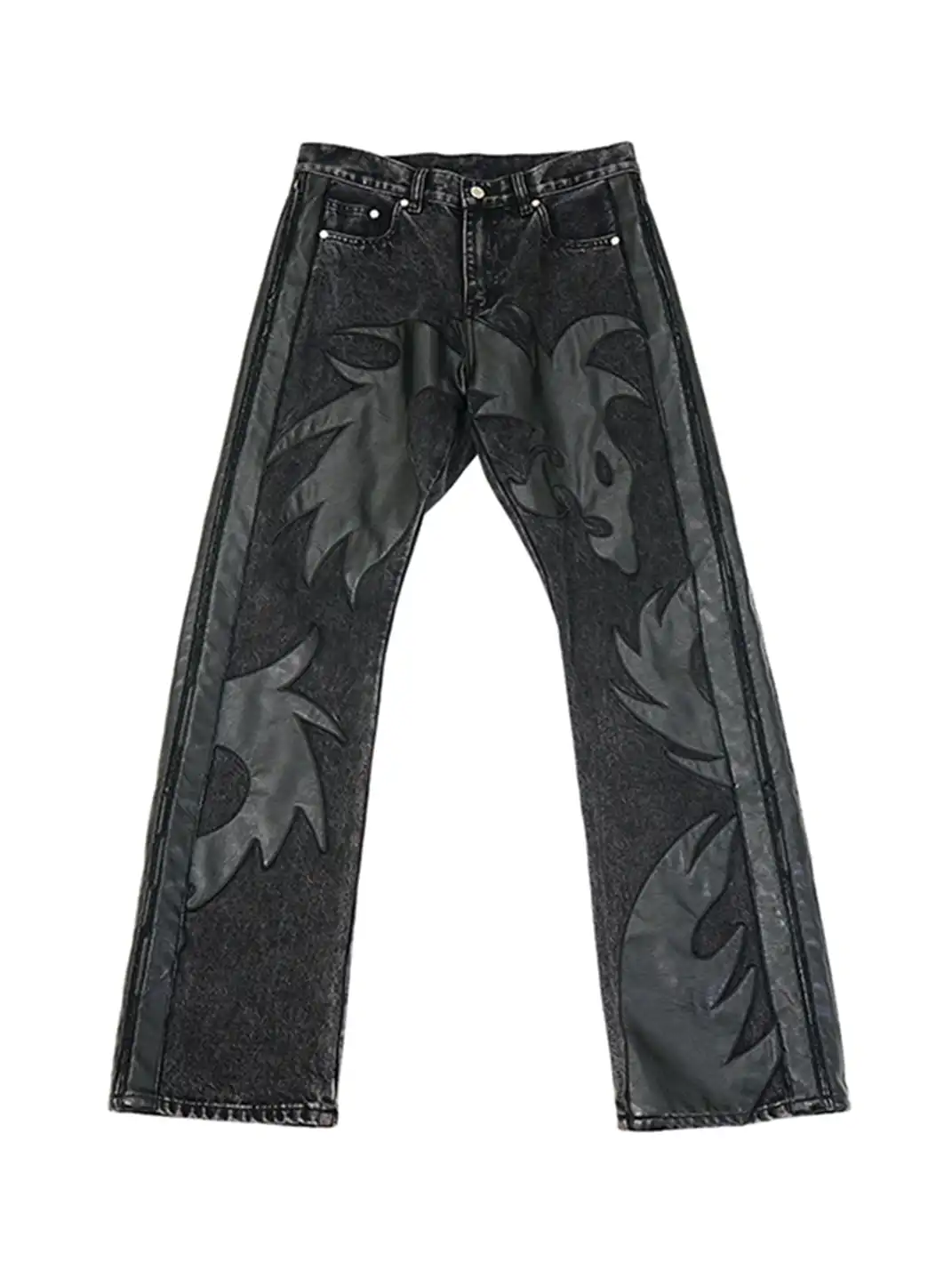 Vinkid | Leather Spliced Jeans